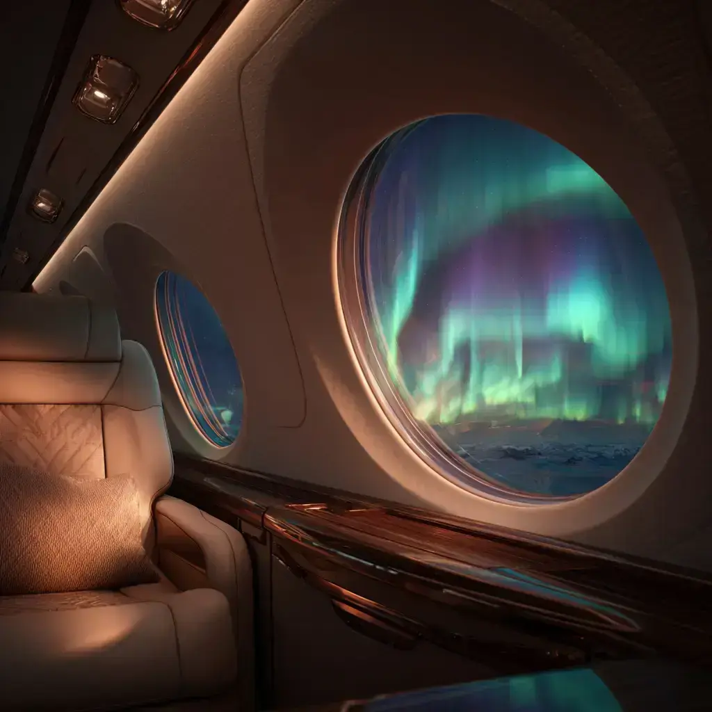 Fondo de cabina de avión de lujo